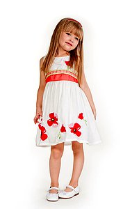 Купить Платье для девочки PL76 бело-красный оптом
