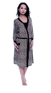 Купить Комплект женский (ночная сорочка+халат) 91074 коричневый (леопард) оптом
