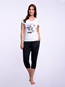 Купить Комплект женский(футболка+капри) 90330 серый/темно-серый оптом
