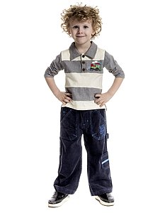 Купить Поло для мальчика POLOM01 бежево-серый оптом