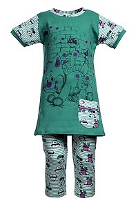 Купить Пижама для девочки 85159 зеленый оптом