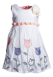 Купить Платье для девочки PL68 бело-терракотовый оптом
