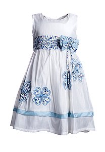 Купить Платье для девочки PL74 бело-голубой оптом