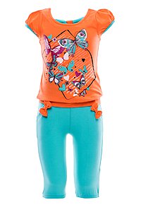 Купить Костюм для девочки (футболка+бриджи) BK146KP-L18 оранжевый оптом