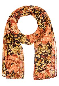 Купить Шарф женский 19-16-38 черно-оранжевый оптом